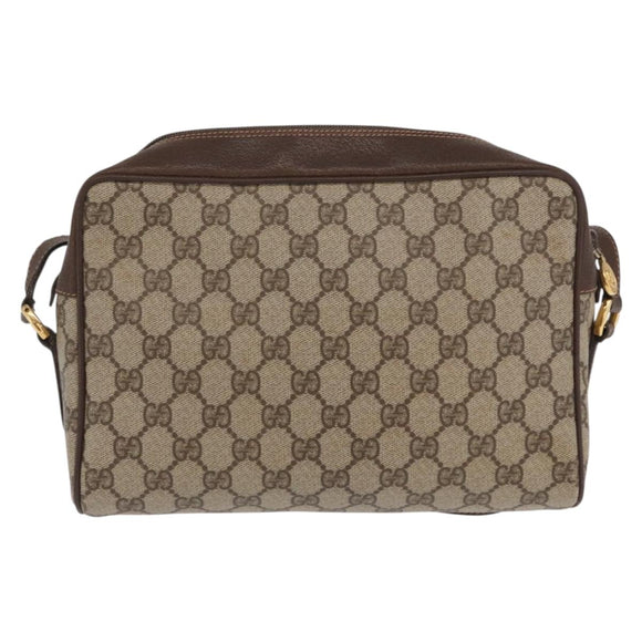 GUCCI GG Supreme Web Sherry Line Bag PVC Beige Gold 56 02 088 Auth ka1923