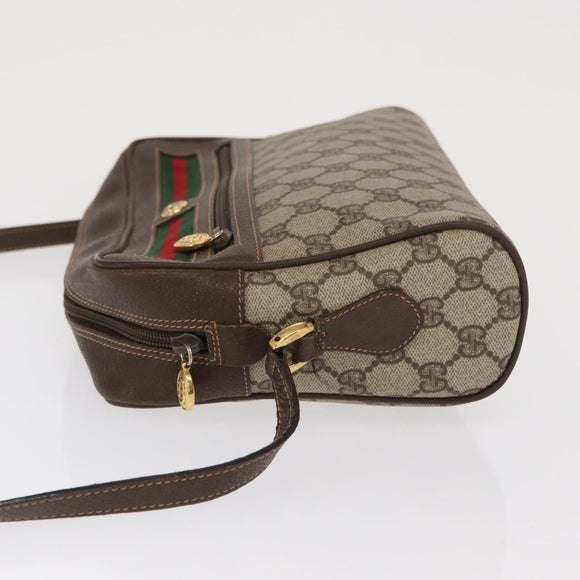 GUCCI GG Supreme Web Sherry Line Bag PVC Beige Gold 56 02 088 Auth ka1923