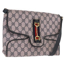 GUCCI GG Supreme Sherry Line Shoulder Bag PVC Navy Red Auth ka1924-1