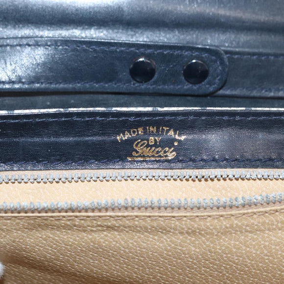 GUCCI GG Supreme Sherry Line Shoulder Bag PVC Navy Red Auth ka1924