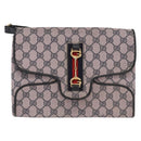 GUCCI GG Supreme Sherry Line Shoulder Bag PVC Navy Red Auth ka1924-2