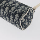 Christian Dior Trotter Canvas Pouch Navy Silver Auth ka1927-16