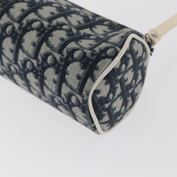 Christian Dior Trotter Canvas Pouch Navy Silver Auth ka1927