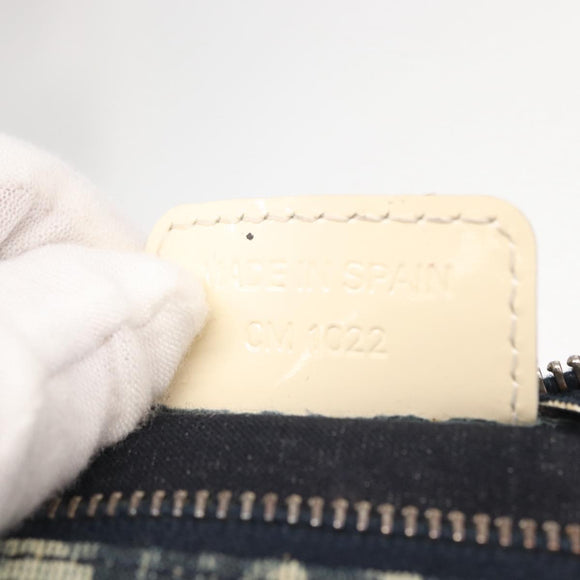 Christian Dior Trotter Canvas Pouch Navy Silver Auth ka1927