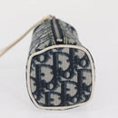 Christian Dior Trotter Canvas Pouch Navy Silver Auth ka1927-3