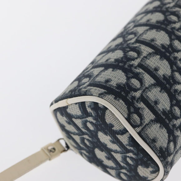 Christian Dior Trotter Canvas Pouch Navy Silver Auth ka1927