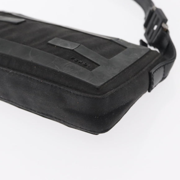 FENDI Hand Bag Canvas Black Silver Auth ka193
