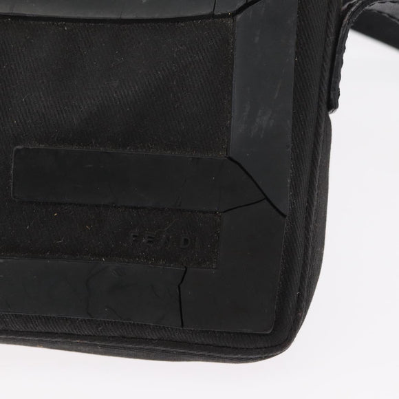 FENDI Hand Bag Canvas Black Silver Auth ka193