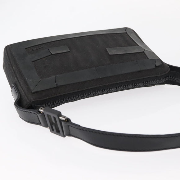 FENDI Hand Bag Canvas Black Silver Auth ka193