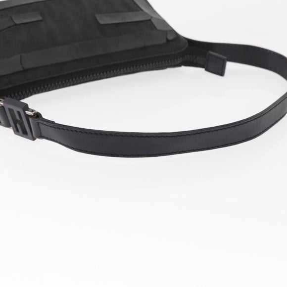 FENDI Hand Bag Canvas Black Silver Auth ka193