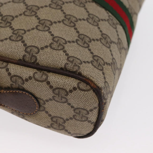 GUCCI GG Supreme Web Sherry Line Shoulder Bag PVC Beige Gold 010 378 Auth ka1936