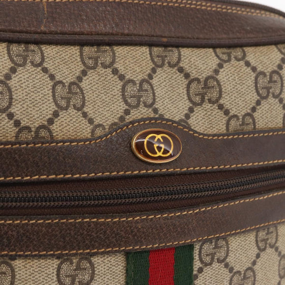 GUCCI GG Supreme Web Sherry Line Shoulder Bag PVC Beige Gold 010 378 Auth ka1936