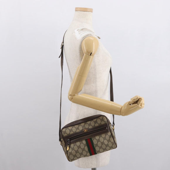 GUCCI GG Supreme Web Sherry Line Shoulder Bag PVC Beige Gold 010 378 Auth ka1936