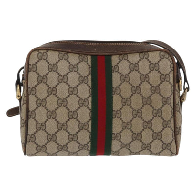 GUCCI GG Supreme Web Sherry Line Shoulder Bag PVC Beige Gold 010 378 Auth ka1936 - 0