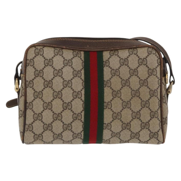 GUCCI GG Supreme Web Sherry Line Shoulder Bag PVC Beige Gold 010 378 Auth ka1936