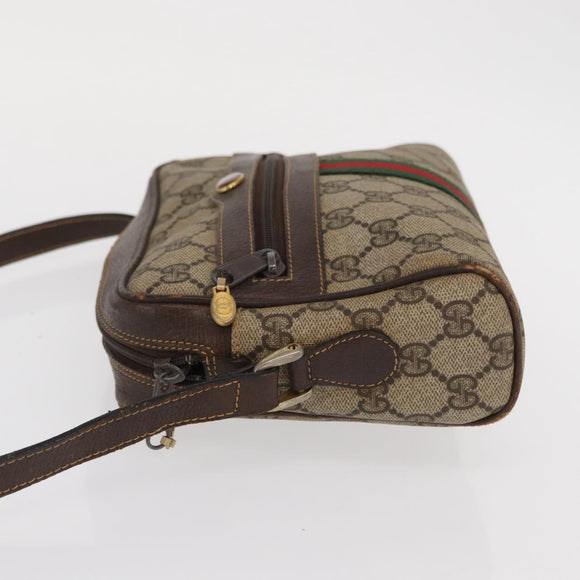 GUCCI GG Supreme Web Sherry Line Shoulder Bag PVC Beige Gold 010 378 Auth ka1936