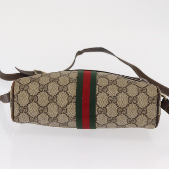 GUCCI GG Supreme Web Sherry Line Shoulder Bag PVC Beige Gold 010 378 Auth ka1936