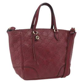 GUCCI Guccissima Hand Bag Leather 2way Red Gold 353121 Auth ka1942