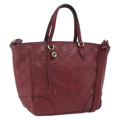 GUCCI Guccissima Hand Bag Leather 2way Red Gold 353121 Auth ka1942