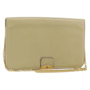 Christian Dior Chain Shoulder Bag Leather Beige Gold Auth ka1945-1