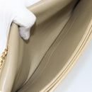 Christian Dior Chain Shoulder Bag Leather Beige Gold Auth ka1945-17