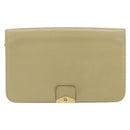 Christian Dior Chain Shoulder Bag Leather Beige Gold Auth ka1945-2