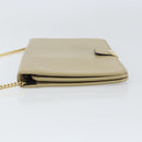 Christian Dior Chain Shoulder Bag Leather Beige Gold Auth ka1945-5