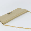 Christian Dior Chain Shoulder Bag Leather Beige Gold Auth ka1945-6
