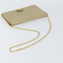 Christian Dior Chain Shoulder Bag Leather Beige Gold Auth ka1945-7