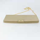 Christian Dior Chain Shoulder Bag Leather Beige Gold Auth ka1945-9