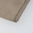 FENDI Celeria Shoulder Bag Leather Beige Silver Auth ka1948-9