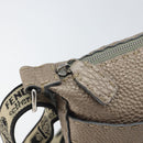 FENDI Celeria Shoulder Bag Leather Beige Silver Auth ka1948-10