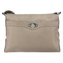 FENDI Celeria Shoulder Bag Leather Beige Silver Auth ka1948-13