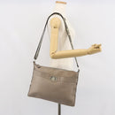 FENDI Celeria Shoulder Bag Leather Beige Silver Auth ka1948-24