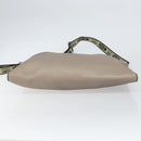 FENDI Celeria Shoulder Bag Leather Beige Silver Auth ka1948-5