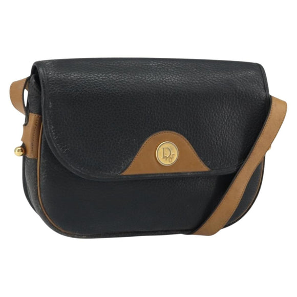 Christian Dior Shoulder Bag Leather Black Auth ka1953