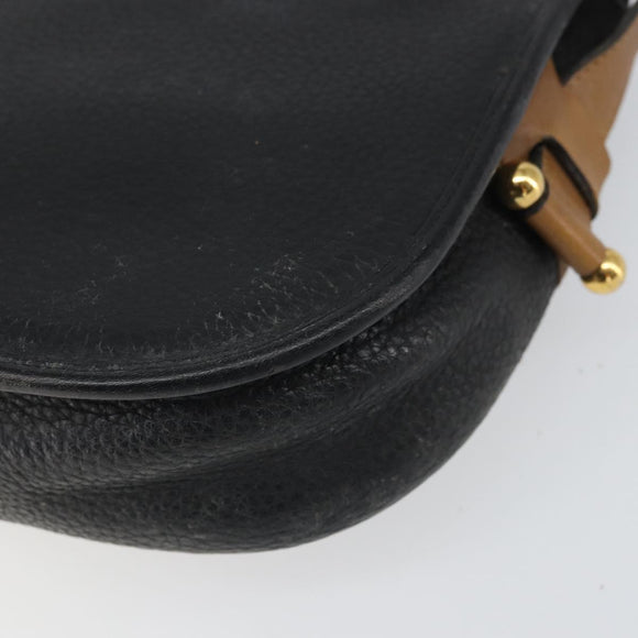 Christian Dior Shoulder Bag Leather Black Auth ka1953