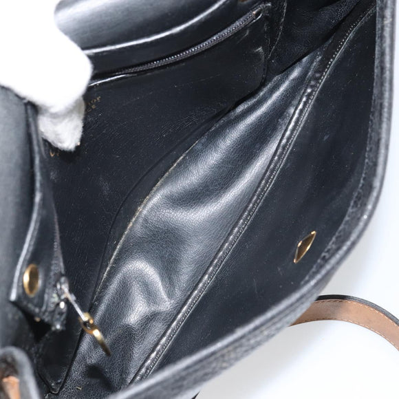 Christian Dior Shoulder Bag Leather Black Auth ka1953