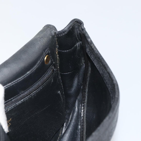 Christian Dior Shoulder Bag Leather Black Auth ka1953