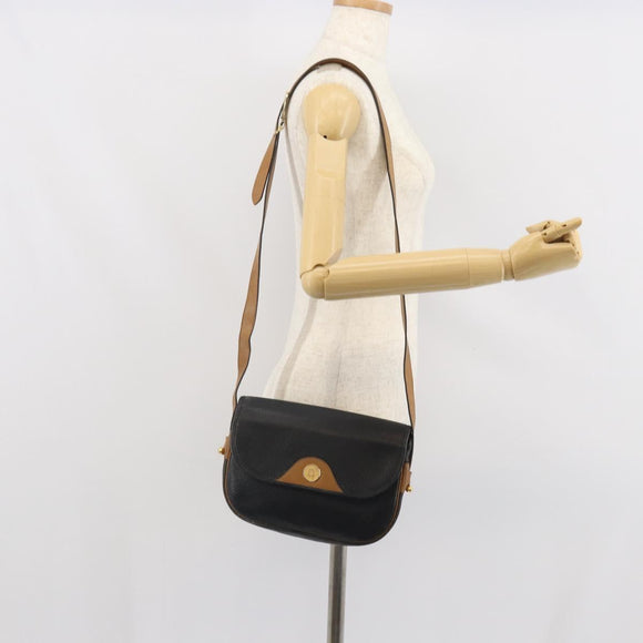 Christian Dior Shoulder Bag Leather Black Auth ka1953