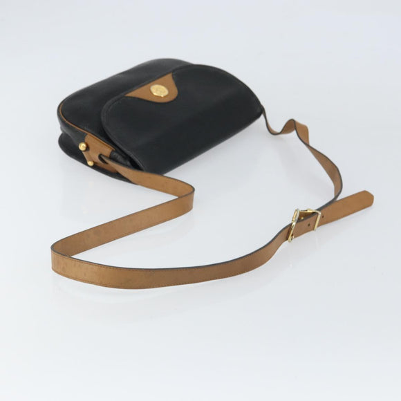 Christian Dior Shoulder Bag Leather Black Auth ka1953