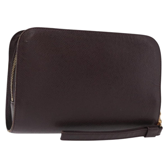 LOUIS VUITTON Taiga Baikal Clutch Bag Acajou M30186 LV Auth ka1956