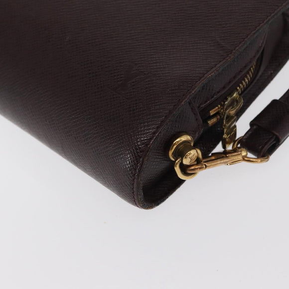 LOUIS VUITTON Taiga Baikal Clutch Bag Acajou M30186 LV Auth ka1956