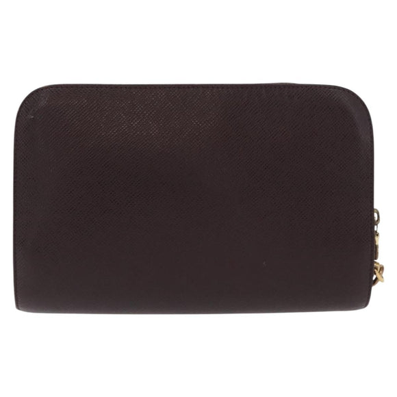 LOUIS VUITTON Taiga Baikal Clutch Bag Acajou M30186 LV Auth ka1956