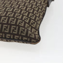 FENDI Zucchino Canvas Shoulder Bag Brown Silver Auth ka1960-12