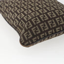 FENDI Zucchino Canvas Shoulder Bag Brown Silver Auth ka1960-13