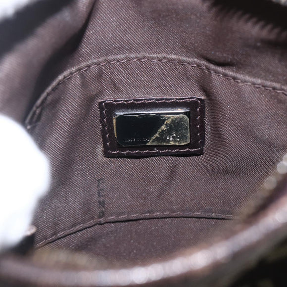 FENDI Zucchino Canvas Shoulder Bag Brown Silver Auth ka1960