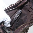 FENDI Zucchino Canvas Shoulder Bag Brown Silver Auth ka1960-20