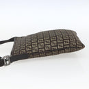 FENDI Zucchino Canvas Shoulder Bag Brown Silver Auth ka1960-4