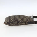 FENDI Zucchino Canvas Shoulder Bag Brown Silver Auth ka1960-5
